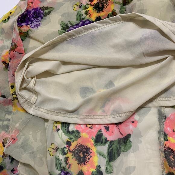 LOVE CHELSEY Sleeveless Beige Colorful Floral High Low Mini Dress Small - Picture 3 of 7